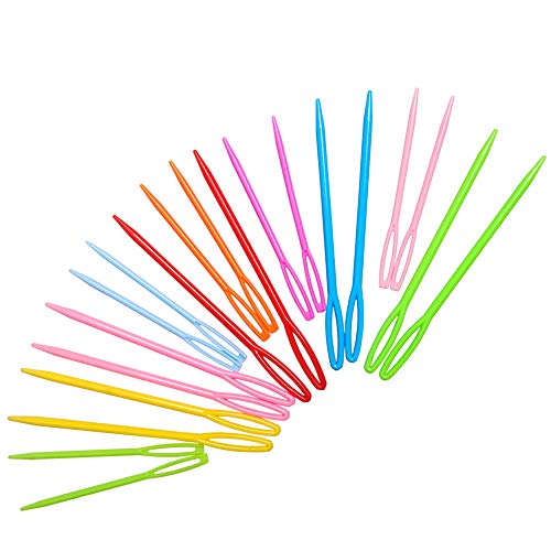Hekisn Large-Eye Plastic Sewing Needles, 20 Pieces Colorful Safety Lacing Needles, 2 Different Sizes Yarn Sewing Needle, Learning Needles for DIY Sewing Handmade Crafts，3.5 &2.76 inch (20 Pieces) - size: 20 Pieces
