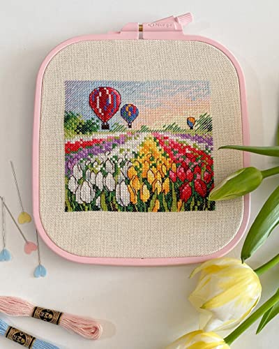 Nurge Square Embroidery Hoop - Plastic Cross Stitch Frame for Needlepoint & Embroidery - Adjustable Craft Hoop - Pink - No:3 (Medium) - color: Pink, size: No:3 (Medium)