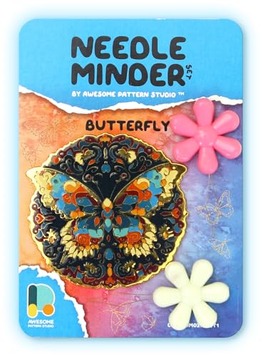 Awesome Pattern Studio Needle Minder Set – Butterfly Magnetic Needle Minder + 2 Needle Threaders. Enamel Pin for Cross Stitch, Embroidery and Craft - size: Butterfly Set #1