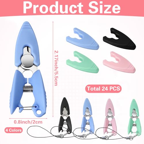 24 Pcs Mini Travel Scissors with Cover, Tiny Scissors for Travel, Small Compact Yarn Keychain Scissor, Portable Snips for Sewing Crafts Yarn, 4 Colors