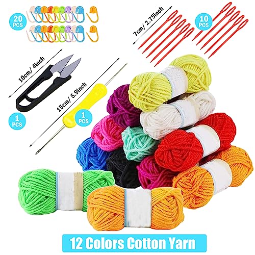 Allazone 58 PCS Clear Plastic Mesh Canvas Sheets for Embroidery, Plastic Mesh Sheets Plastic Canvas with 12 Color Acrylic Yarn for DIY Sewing Bag - color: 58 PCS - Yarn