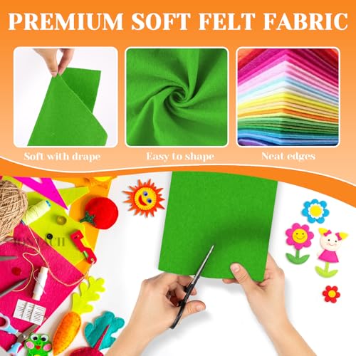 IONTACH 9" X 12" Soft Felt Sheets 1.6mm Thick (6 Packs, Green) - color: Green