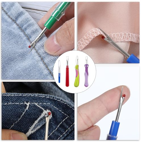 Molain 4 Pcs Seam Ripper Tool Seam Rippers for Sewing Seam Thread Removers Stitch Rippers Handy Unpicker Ergonomic Grip Stitch Remover Tool Stitch Ripper for Sewing Crafting Embroidery