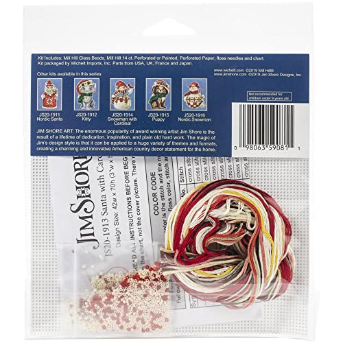 Santa with Cardinal Counted Cross Stitch Ornament Kit Mill Hill 2019 Jim Shore JS201913