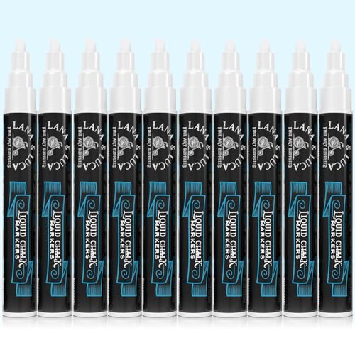 LANA & LUCA White Liquid Chalk Marker Pens - White - 10 Pack, 6mm - size: 10 Count (Pack of 1)