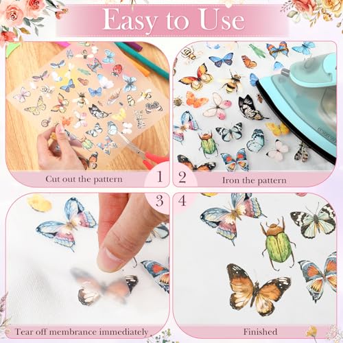 Fainne 12 Sheets Iron on Transfers, Vintage Flower Decals - style: Vintage