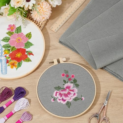 BENECREAT 20 Sheets Linen Embroidery Fabric, 9.8x9.8 Inch Square Stitch Embroidery Cloth, Gray Needlework Fabric for Garments Embroidery Cloth - color: Gray