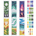 INFUNLY 6PCS Landscape Cross Stitch Bookmark Kit for Adults Mountain Cross Stitch Kits DIY Crossstitch Kits Natural Scenery Stamped Embroidery Bookmark Kit with Instructions for Book Lovers Readers - style: Scenery