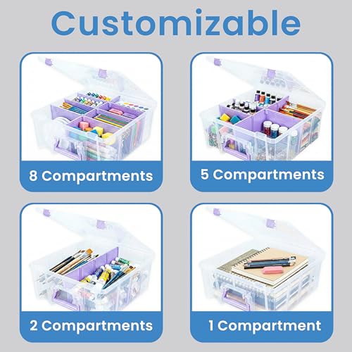 ArtBin Super Satchel Double Deep, 8-Compartment Craft Box, Purple