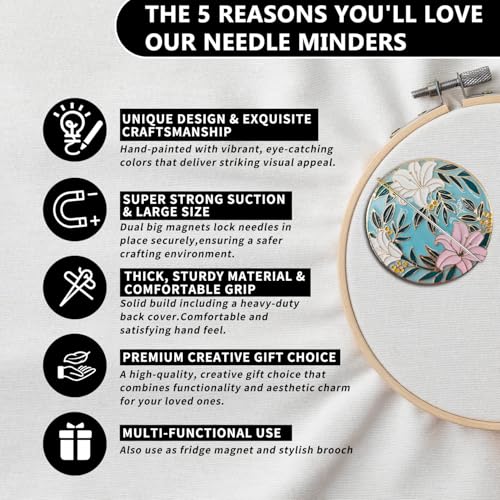 Magnetic Needle Minder Magnet Embroidery Accessories and Supplies Embroidery Needle Holder Cross Stitch Holder Needlework Supplies (Lily) - size: lily