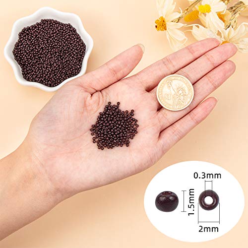 PH PandaHall 6000pcs 11/0 Glass Seed Beads 2mm Seed Beads Brown Round Waist Bead Mini Spacer Bead for DIY Earring Bracelet Necklace Jewelry Making Crafting - color: Brown-6000 Pcs