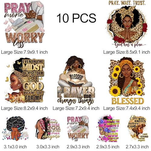 10 PCS Black Woman Iron On Transfer Heat Press Decals for T-Shirt Clothing