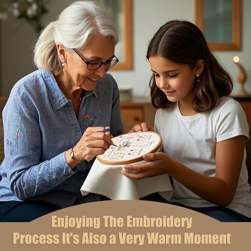 Beginner Embroidery Kit for Adults, Herb Garden Patterns with Video Guide - color: Botanical Garden