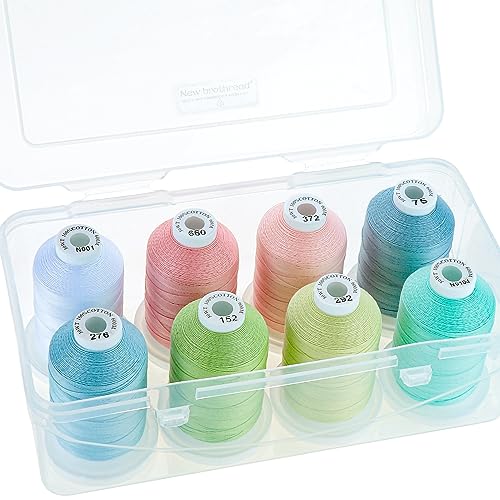 New brothread 100% Mercerized Cotton Threads with Box - 8xSummer Loft - color: 8 X Summer Loft(Pastel Color)