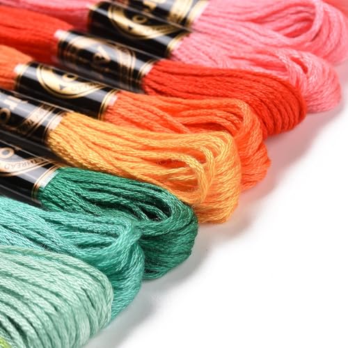 12 Skeins Cross Stitch Threads 0.5mm Embroidery Floss 6 Ply Polyester Friendship Bracelets Floss Crafts Floss 12 Color 8.75 Yards(8m)/Skein - color: 12 Color a