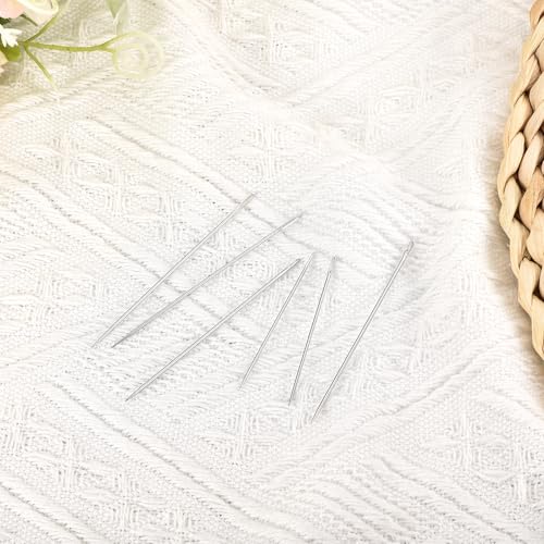 uxcell 50 Pcs Large Eye Sewing Needles, 1.5 Inch 0.6mm High Carbon Iron Embroidery Thread Needle Sewing Big Eye Needle Knitting Needles for Hand Sewing Art Crafts, Silver - size: 38mm, 0.6mm