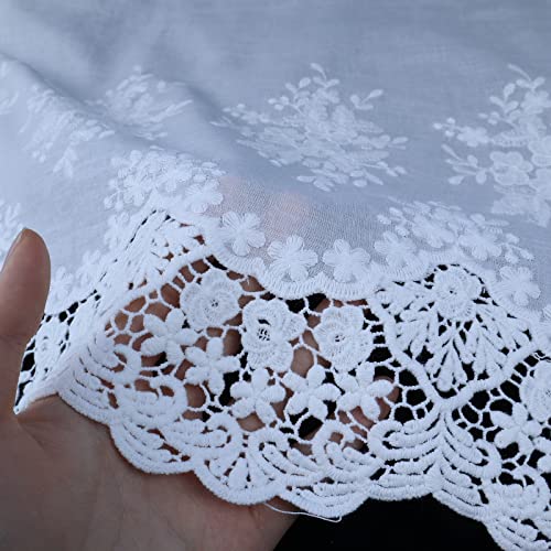 Eyelet Lace Trim 2.8 Yards 15.5 Inch Wide White Cotton Lace Ribbon Embroidery Ruffle Craft Lace for Sewing, Baby Clothes, Pets Clothes - color: 3#