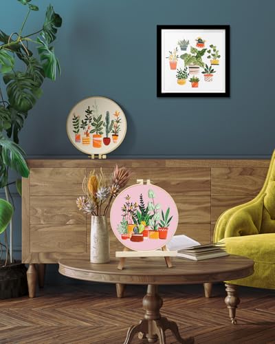 TINDTOP 3 Pack Embroidery Kit for Adult, Embroidery DIY Starter Kit - color: Plants C