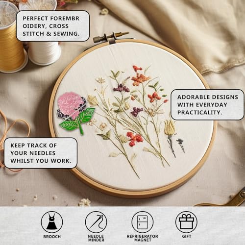 Magnetic Needle Minder Magnet Embroidery Accessories and Supplies Embroidery Needle Holder Cross Stitch Holder Needlework Supplies (Pink Hydrangea) - size: pink hydrangea