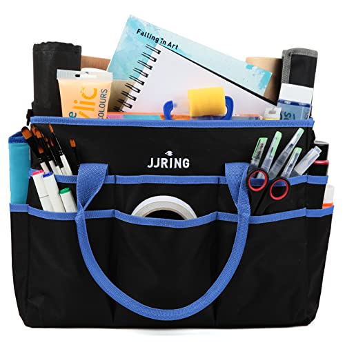 JJRING Large 600D Nylon Artist Organizer Tote Bag With 16 Pockets, Blue - color: Blue, size: Large