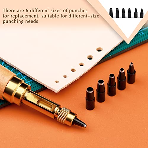 TLKKUE Adjustable Leather Hole Punch Automatic Screw Hole Punch Tool - color: Wood Color