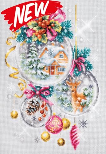 Wizardi Counted Cross-Stitch Kit A Christmas Fairy Tale 100-247 Magic Needle. Counted Cross Stitch for Beginners and Advanced - color: A Christmas Fairy Tale