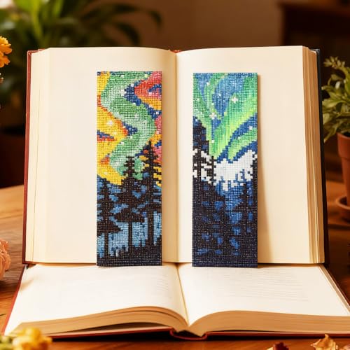 ACRNIGHEET 6PCS Cross Stitch Bookmark Kit for Beginner Stamped Cross Stitch Kits for Adults Nordic Landscapes DIY Embroidery Bookmark Kits Needlepoint Kit with Instructions Craft Gift 8.5''x3'' 11CT - style: Landscape Patterns 3