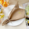 DerF HOME Embroidered Linen Napkins, Mustard Yellow, Set of 4, 18x18 - color: Mustard Yellow-napkins(set of 4)
