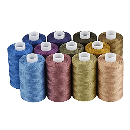 Simthread All Purposes Cotton Quilting Thread 50WT 3 Plies for Piecing Sewing Embroidery Applique etc - 550 Yards Each (12 Jeans & Neutral Colors) - color: 12#5 Jean & Neutral Colors