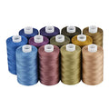 Simthread All Purposes Cotton Quilting Thread 50WT 3 Plies for Piecing Sewing Embroidery Applique etc - 550 Yards Each (12 Jeans & Neutral Colors) - color: 12#5 Jean & Neutral Colors