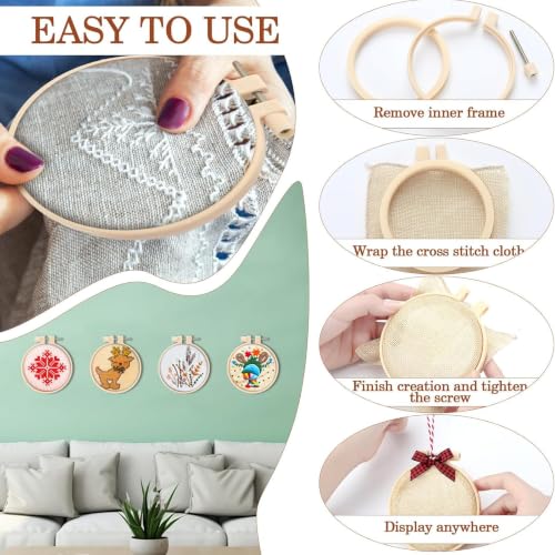 Beeveer 25Pcs Embroidery Hoops Christmas Craft, Red，Black,White, 2.2 Inch - color: Red, Black,White, size: 2.2 Inch