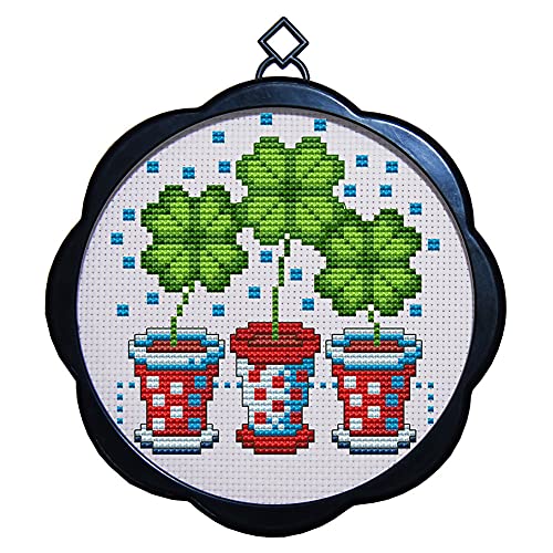 Awesocrafts Cross Stitch Kits Four Leaf Clover 11CT Stamped Patterns Easy Cross Stitching Embroidery Needlework Kit Supplies (Four Leaf Clover) - color: Four Leaf Clover