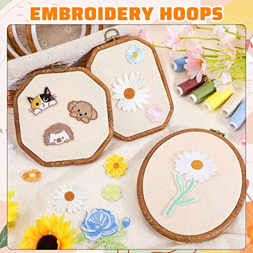 Qunclay 9 Pcs Embroidery Hoops Mixed Shape Imitation Wood,Mixed Shape - style: Mixed Shape