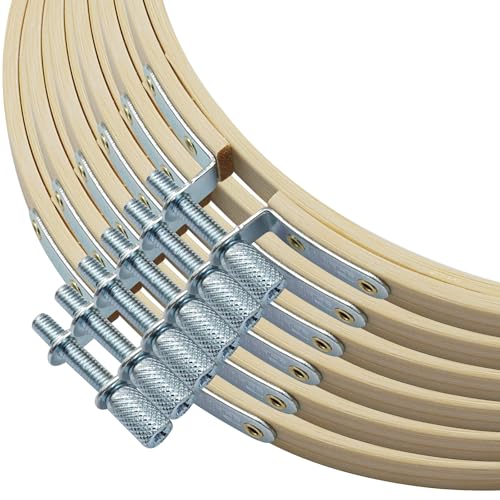 Unlorspy 10-Inch Circle Embroidery Hoops, Round Wood Bamboo, 6Pcs - size: 10"