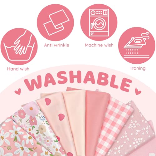 Aubliss 8pcs Fat Quarter Fabric Bundles (100% Cotton - 20'' x 20'') - color: Sweet Pink