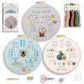 Vittqsuier 3 Pack Beginner Embroidery Kit with Hoop & Threads for Adults