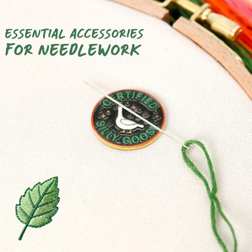WUSUTE Funny Needle Minder for Cross Stitch, Black Certified Silly Goose Needle Minder Magnet for Organizing, Embroidery Sewing Needle Holder Needlework Accessories - color: Black Certified Silly Goose
