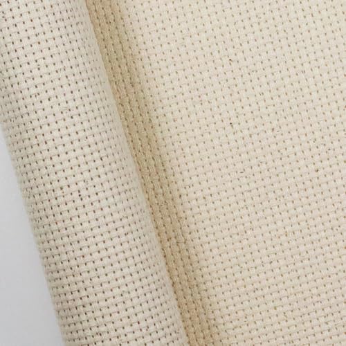 KCS 59" x 1 Yard (93cmx149cm) 11ct Counted Cotton Aida Cloth Cross Stitch Fabric (Oatmeal) - color: Oatmeal