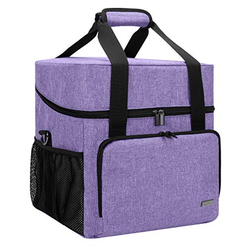 LUXJA Serger Machine Carrying Case with Bottom Wooden Board, Purpe - color: Purple