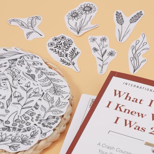 Patemby Embroidery Pattern Water Soluble Embroidery Stabilizers, Stick and Stitch Embroidery Paper Wash Away with Pre-Printed Pattern Designs Stencils Transfers for Hand Sewing Lover Beginner - color: Leaves, Pack of 2