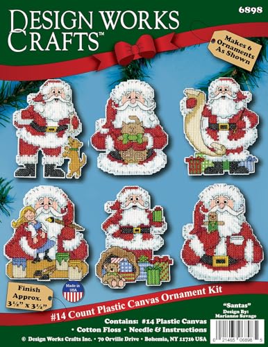 Santa Counted Cross Stitch Ornament Kit - Set/6