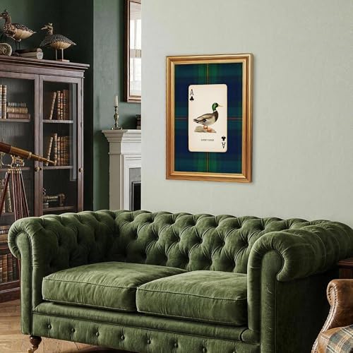 Wojuin Lucky Duck Ace of Clubs Illustration Framed Canvas Wall Art 16x24 in - color: Lucky Duck, size: 24"L x 16"W