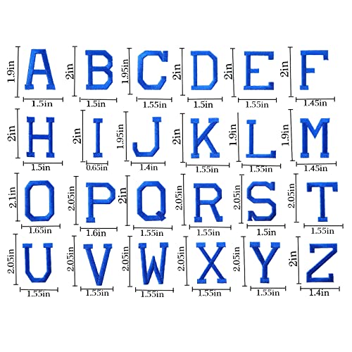J.CARP 104Pcs Blue Alphabet A to Z Patches, Iron on Sew on Letters for Clothing, Hats, Shoes, Backpacks, Handbags, Jeans, Jackets etc. - color: 104pcs, Blue