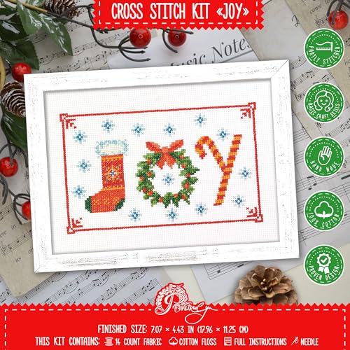Christmas Counted Cross Stitch Kit for Adult with Inspirational Word Joy