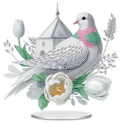 POETRYDRAW Diamond Art Ornament Desktop Kit Bird Flower, Stand Up Diamonds Painting Ornament for Adults, 5D DIY Special Diamond Gem Craft Tabletop Placement Board Kit - color: Flower Bird