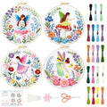BEUNITONE 4 Set Fairy Patterns Embroidery Kit for Beginners 7.9"x7.9" DIY Complete Needlepoint Kits for Adults, Cross Stitch Starter Kit with Hoops and Instructions, Handmade Gifts for Home Decor - style: A-Fairy