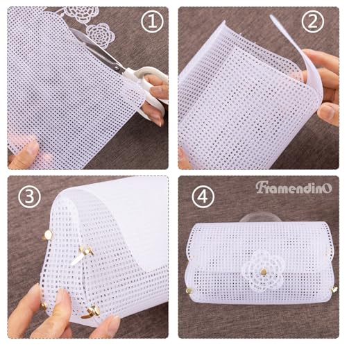 Framendino, 6 Pack Plastic Mesh Canvas Sheets Clear Blank Embroidery Tools for DIY Crochet Bag Making