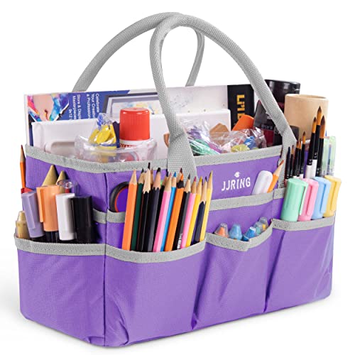 JJRING 600D Nylon Craft & Art Organizer Tote Bag With Pockets, Purple - color: Purple, size: Small
