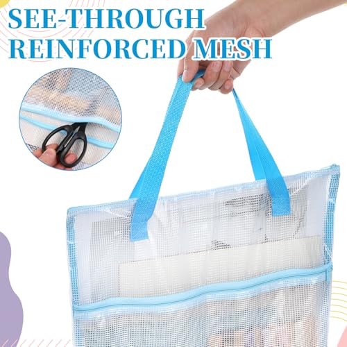 ElevateTech Sew Project Bags Jumbo Needlepoint Project Bag for Quilting Sewing Craft Organizer Bags Portable Mesh Zipper Pouch with Handle for Quilter Knitting Stitching Embroidery, 15.7×15.7 Inch