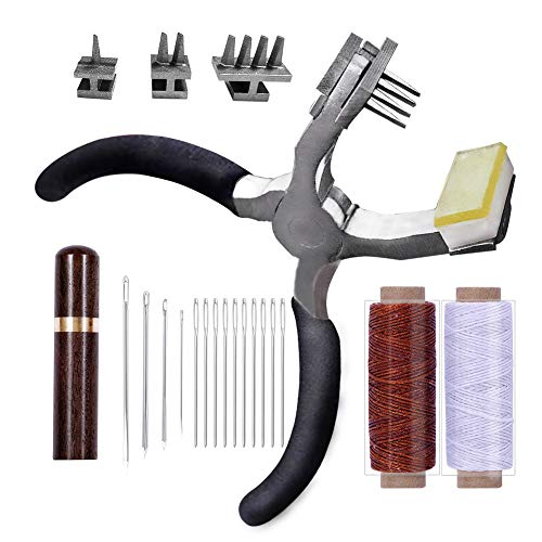 BUTUZE Leather Hole Punch,4mm Silent Leather Hand Pliers, Stitch Chisel - color: Black